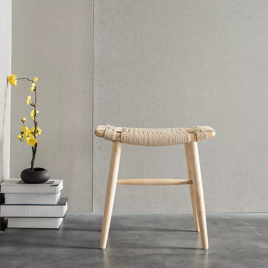 Tomomi - Solid Ash Wood & Kraft Paper Seape Make-up Stool - Esszimmer-Stuhl