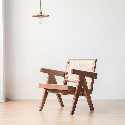 Akai Rika - Massivholz & Rattan Loungesessel mit Armlehnen 70