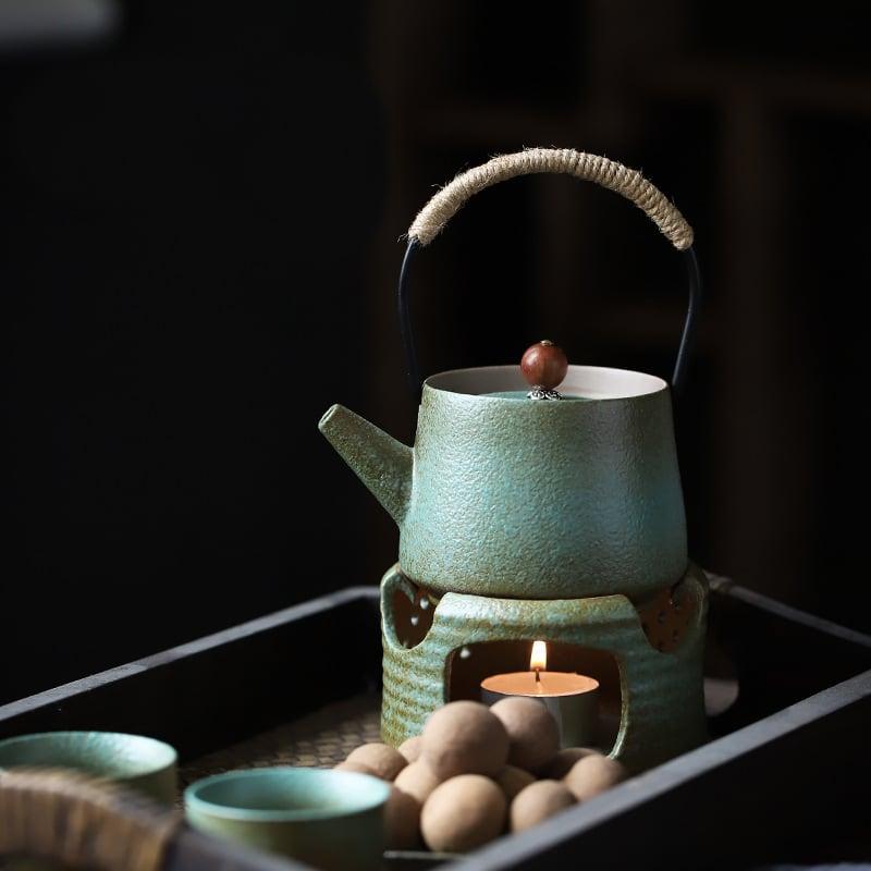 Japanisches Keramik-Teekannen-Tee-Wärmer-Set