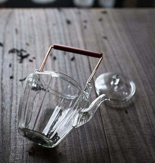 Japanisches Glas: Hitzebeständiges handgefertigtes Hammermuster für kleine Teekanne