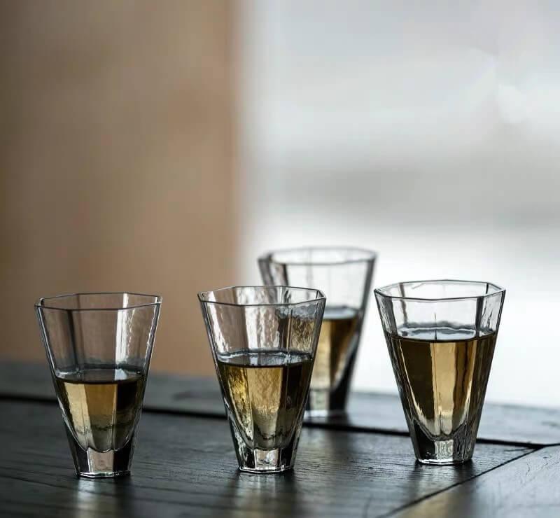 Japanisches Hammermuster Hochtemperaturresistentes Glas - 6 Stück