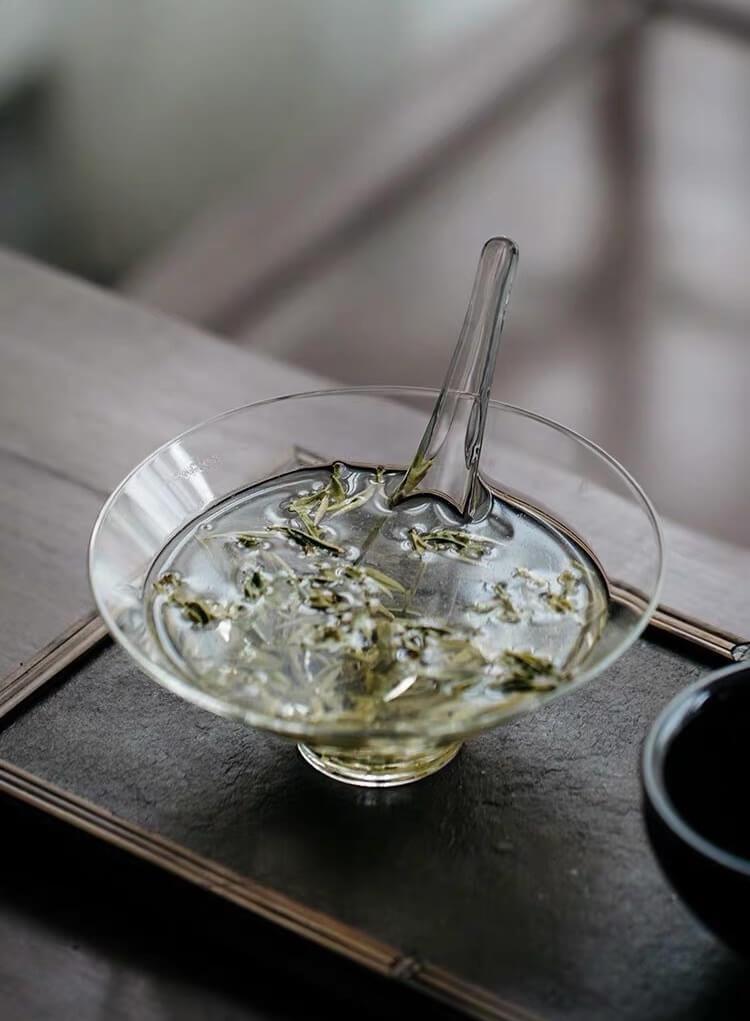 Japanisches Hochtemperatur-resistentes einfaches Glas Teeschale & Löffel-Set | Chawan Set