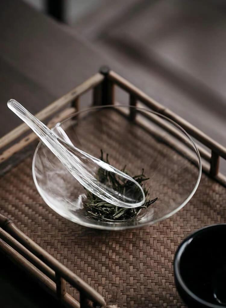 Japanisches Hochtemperatur-resistentes einfaches Glas Teeschale & Löffel-Set | Chawan Set