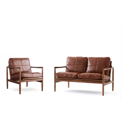 Hiroko - Solid Ash Wood & Leder Sessel | Lesestuhl | Doppelsofas