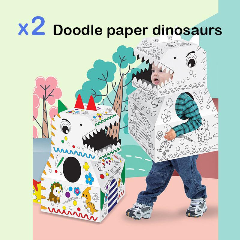 DIY Karton Färbung Dinosaurier | Pädagogisches Papier Spielzeug - 2 Sets