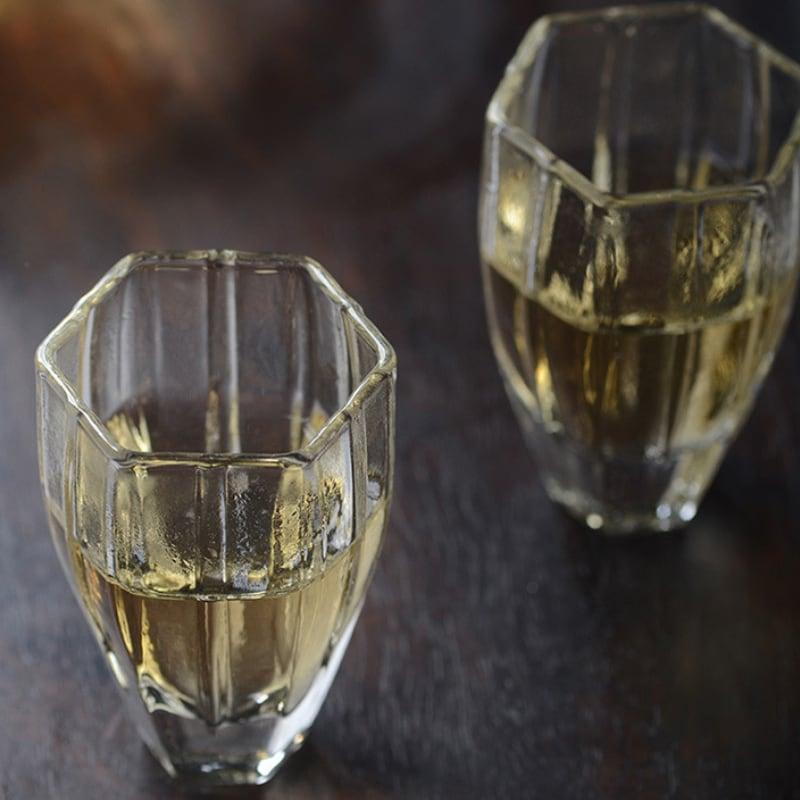 Japanische hochtemperaturbeständige diamantförmige kleine Glas-Tee-Cup - 6 Stück