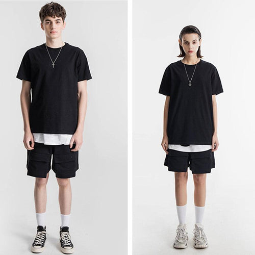 200g Baumwolle Unisex T-Shirt-Schwarz