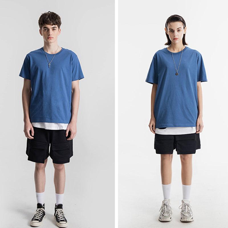 200g Baumwolle Unisex T-Shirt-Purplish Blau