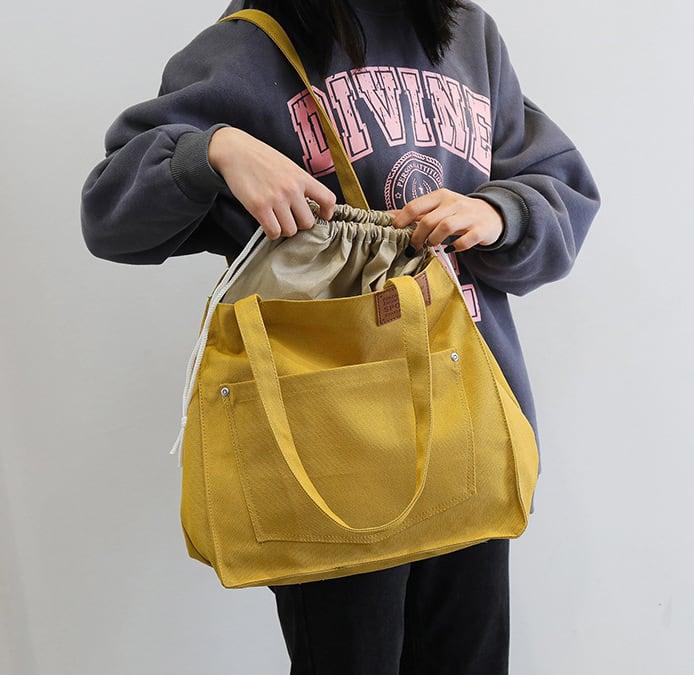 Funktionale Zugseil-Canvas-Tasche | Schultertasche | Hobo Bag