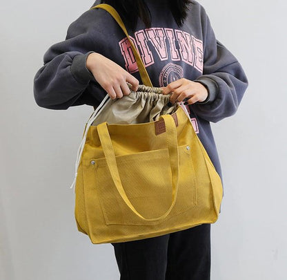 Funktionale Zugseil-Canvas-Tasche | Schultertasche | Hobo Bag