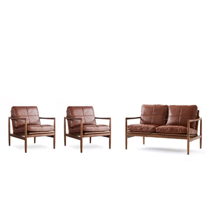 Hiroko - Solid Ash Wood & Leder Sessel | Lesestuhl | Doppelsofas