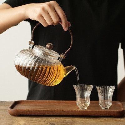 Saburo | Japanisches Hammermuster Petal Teapot mit Bambus-Handgriff - 500ml
