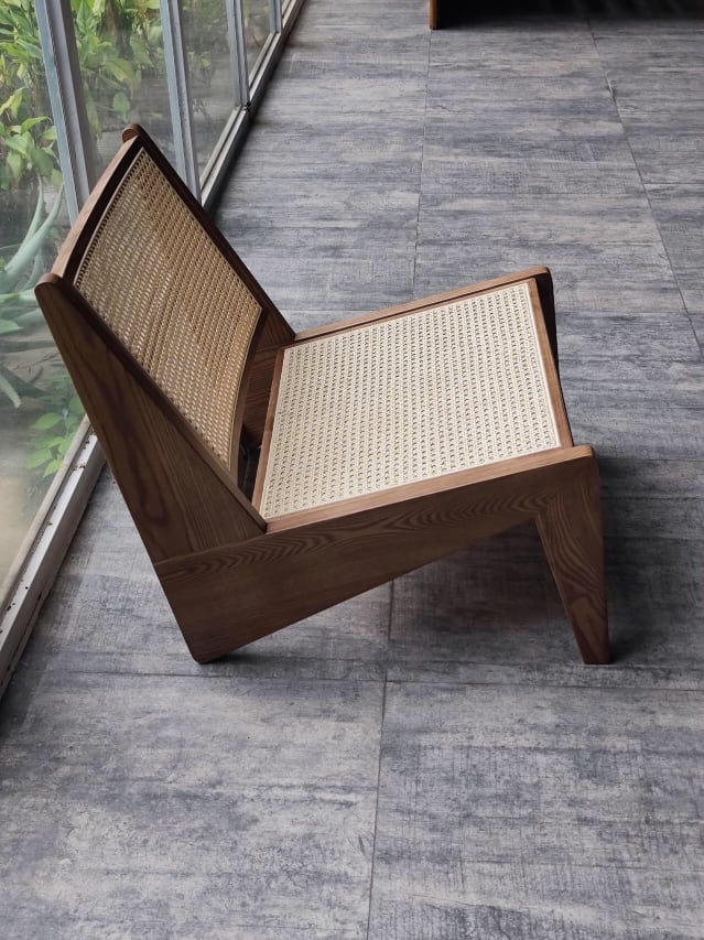 Akai Rika - Cherry Wooden & Rattan Loungesessel