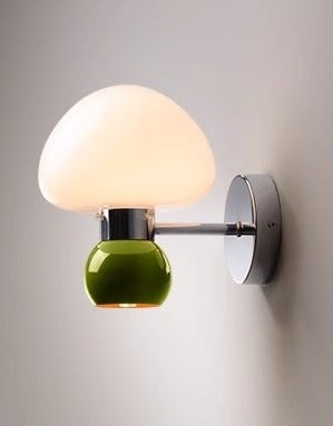 Ezaki Cream Glas Pilz Wandleuchte / Wandlampe