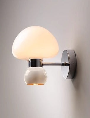 Ezaki Cream Glas Pilz Wandleuchte / Wandlampe