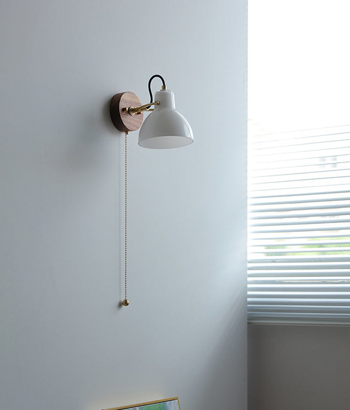 Cream Glas Rotating Surface Mount Wandleuchte - Hardwired Version mit einem Pull-Chain Switch