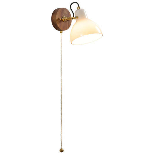 Cream Glas Rotating Surface Mount Wandleuchte - Hardwired Version mit einem Pull-Chain Switch