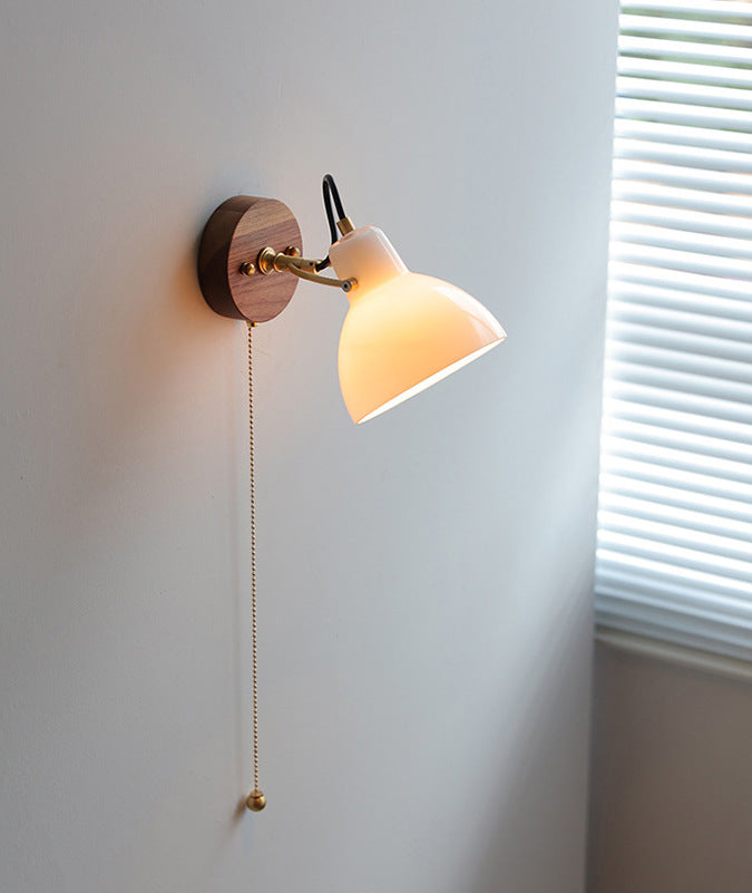 Cream Glas Rotating Surface Mount Wandleuchte - Hardwired Version mit einem Pull-Chain Switch