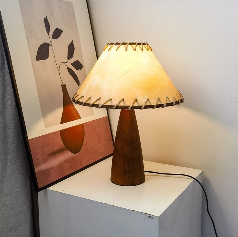 Gotoh - Handgemachte Imitation Sheepskin Stoff Tischlampe