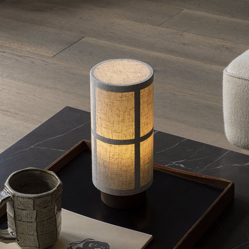 H23 F&W | Wabi-Sabi Stoff & Holz wiederaufladbare Tischlampe