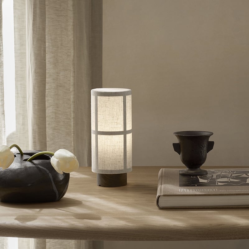 H23 F&W | Wabi-Sabi Stoff & Holz wiederaufladbare Tischlampe