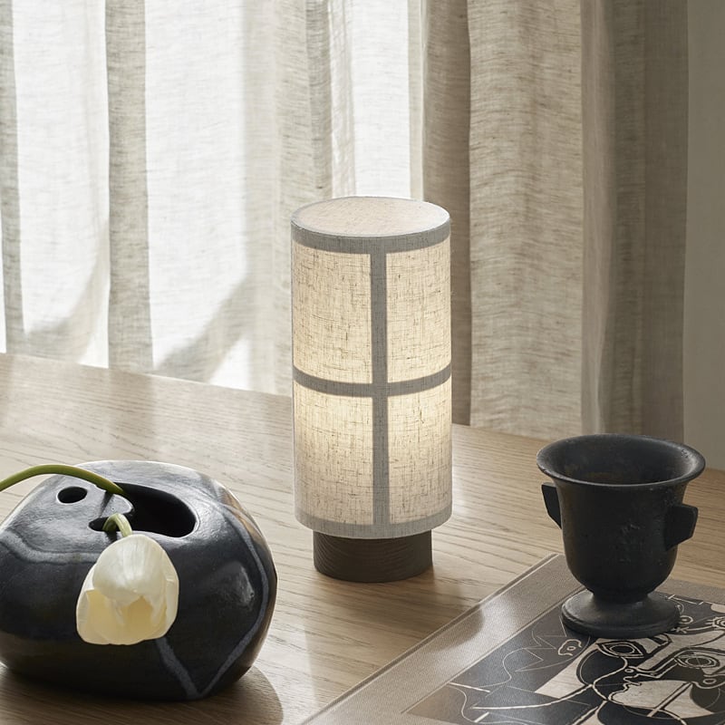 H23 F&W | Wabi-Sabi Stoff & Holz wiederaufladbare Tischlampe