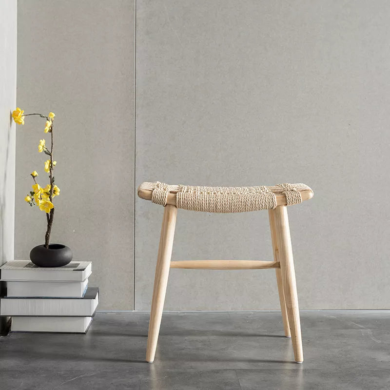 Tomomi - Solid Ash Wood & Kraft Paper Seape Make-up Stool - Esszimmer-Stuhl