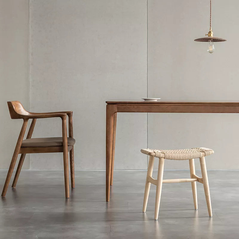 Tomomi - Solid Ash Wood & Kraft Paper Seape Make-up Stool - Esszimmer-Stuhl