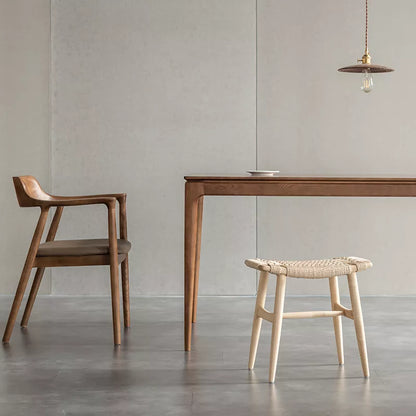 Tomomi - Solid Ash Wood & Kraft Paper Seape Make-up Stool - Esszimmer-Stuhl