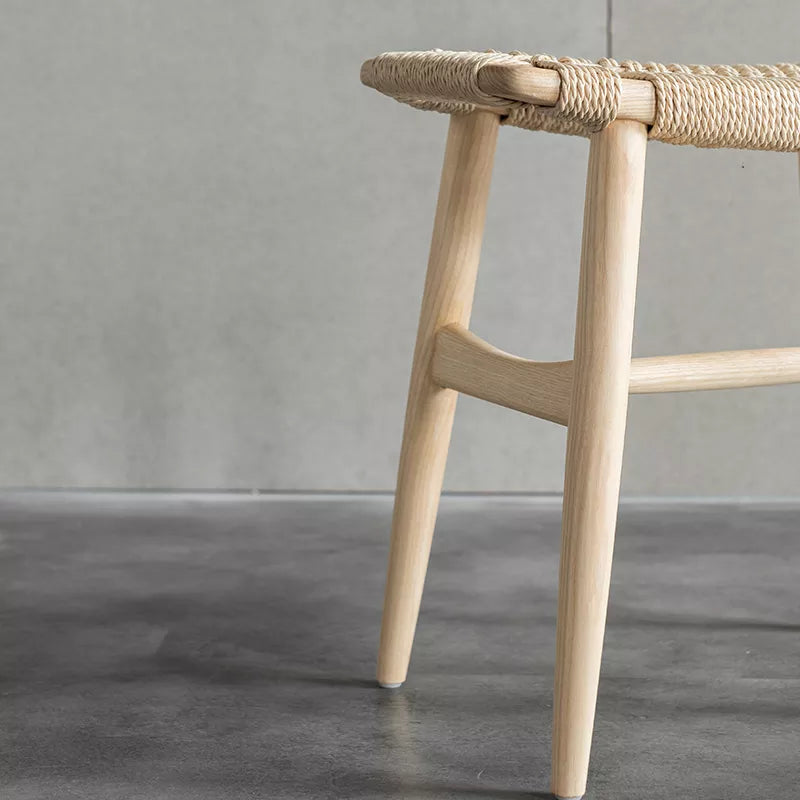 Tomomi - Solid Ash Wood & Kraft Paper Seape Make-up Stool - Esszimmer-Stuhl