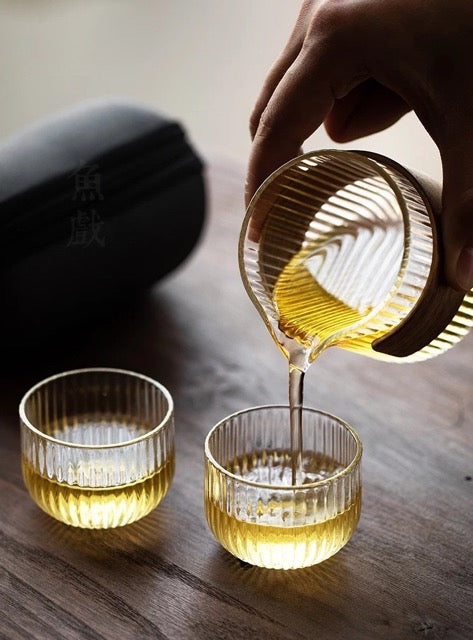 Kaori | Tragbares Glas Tee-Set - Ein Topf Zwei Tassen