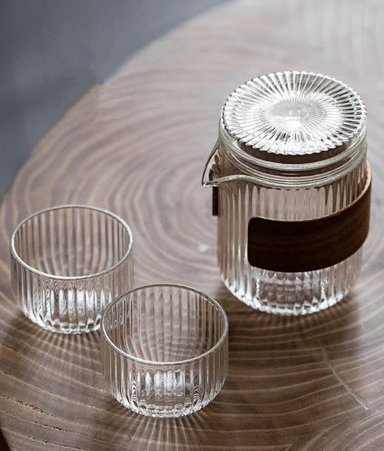 Kaori | Tragbares Glas Tee-Set - Ein Topf Zwei Tassen