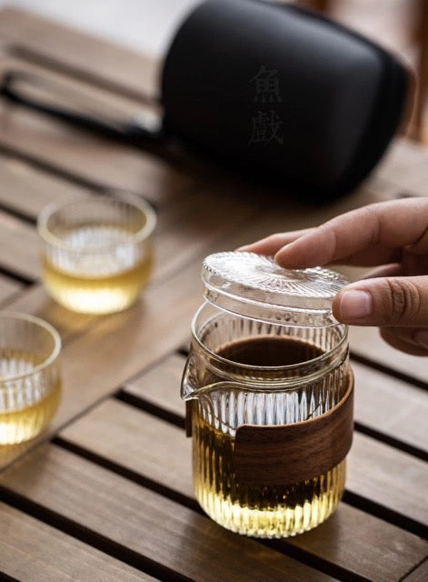 Kaori | Tragbares Glas Tee-Set - Ein Topf Zwei Tassen