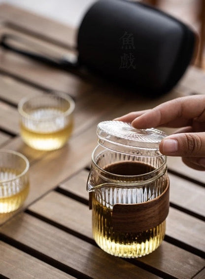 Kaori | Tragbares Glas Tee-Set - Ein Topf Zwei Tassen