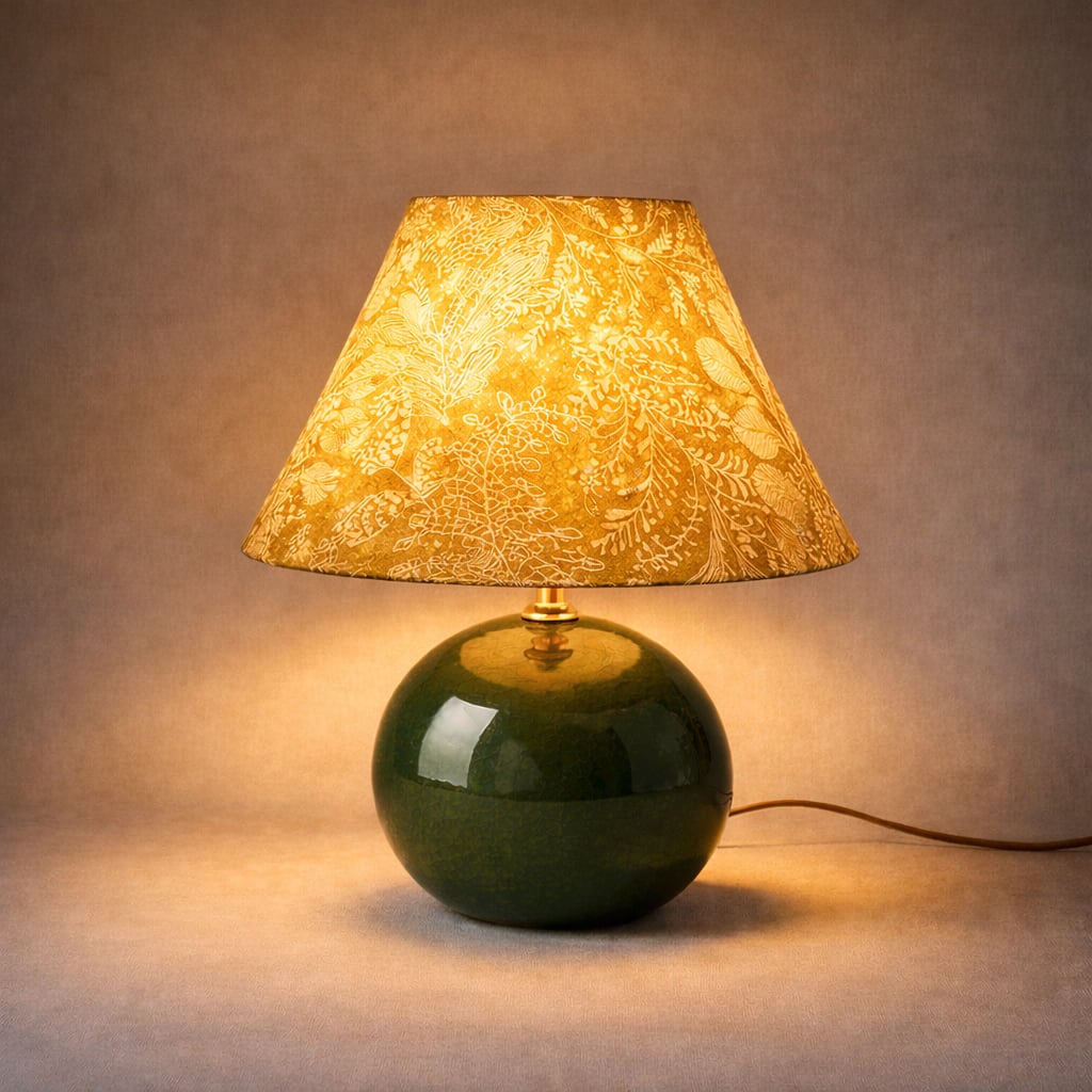 Kayo | Moosgrün Keramikpilz Tischlampe