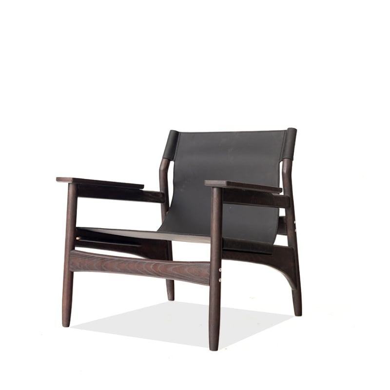 Kazue - Solid Ash Wood & Microfiber Leather Sessel | Lesestuhl