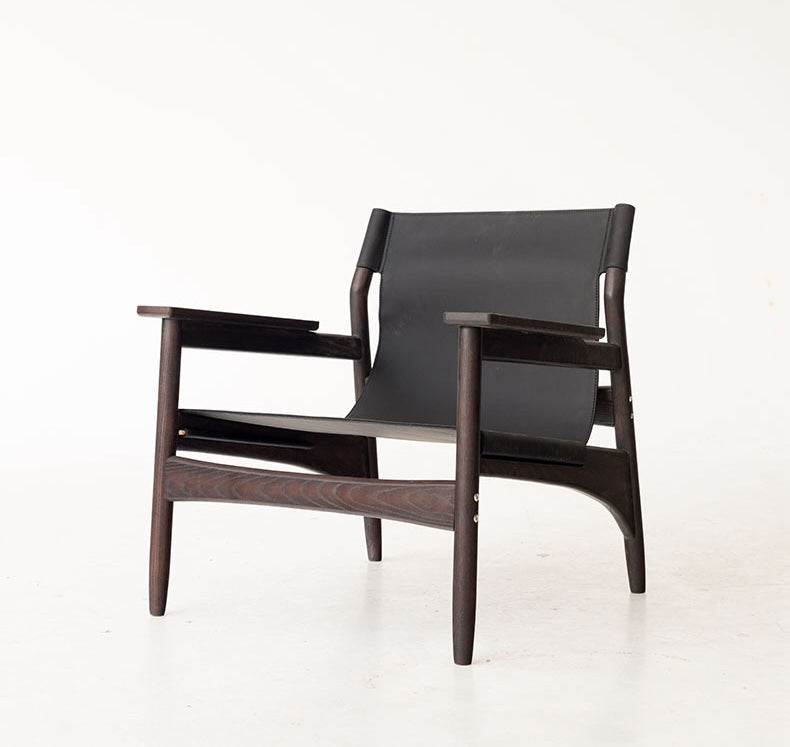 Kazue - Solid Ash Wood & Microfiber Leather Sessel | Lesestuhl