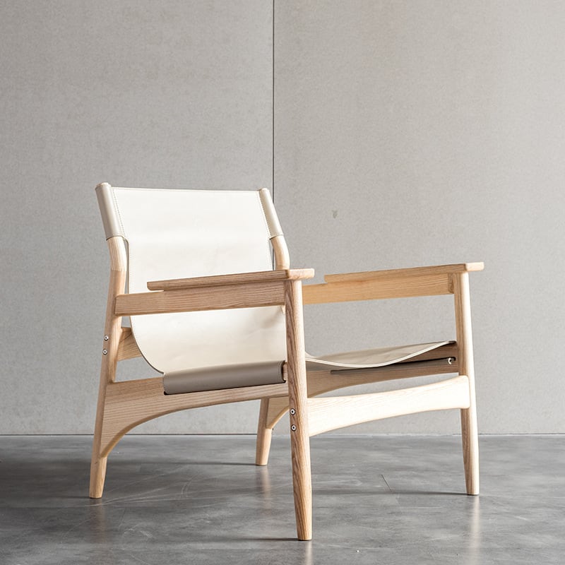 Kazue - Solid Ash Wood & Microfiber Leather Sessel | Lesestuhl