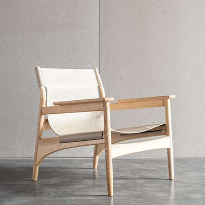 Kazue - Solid Ash Wood & Microfiber Leather Sessel | Lesestuhl