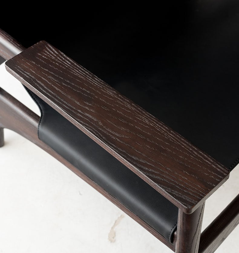 Kazue - Solid Ash Wood & Microfiber Leather Sessel | Lesestuhl