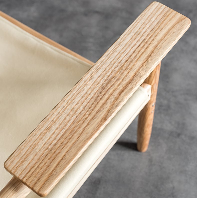 Kazue - Solid Ash Wood & Microfiber Leather Sessel | Lesestuhl