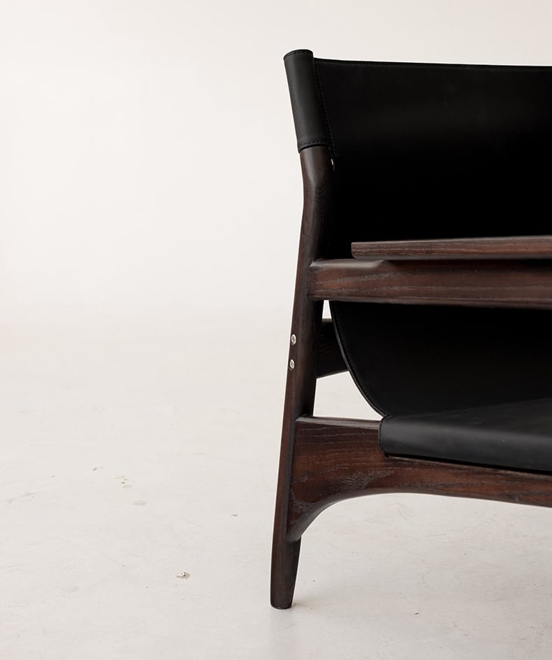 Kazue - Solid Ash Wood & Microfiber Leather Sessel | Lesestuhl