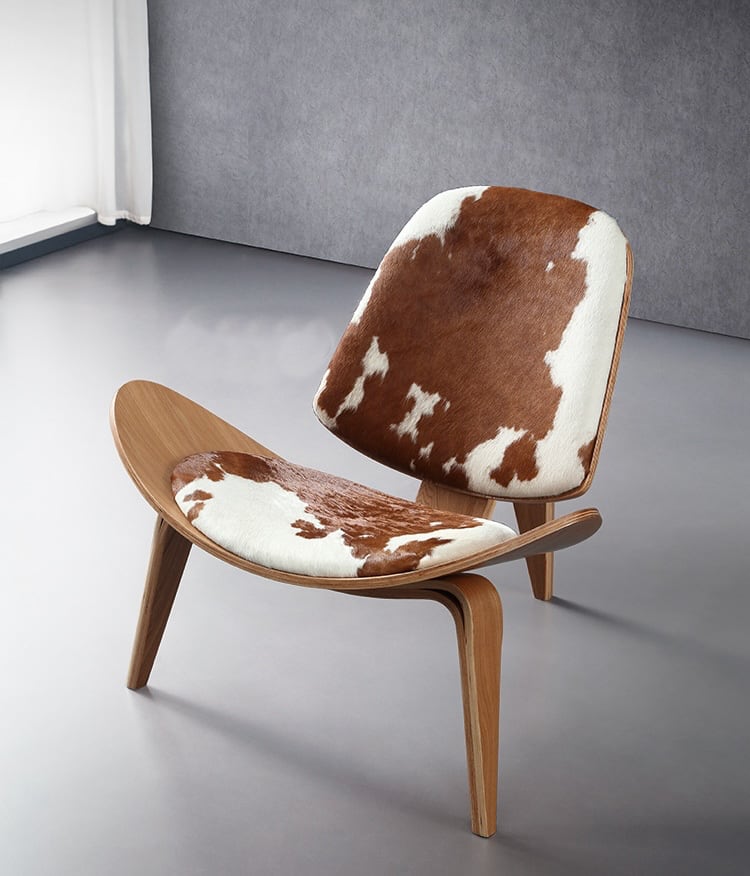 MP Cowhide Shell Loungesessel | Lesestuhl in Leder