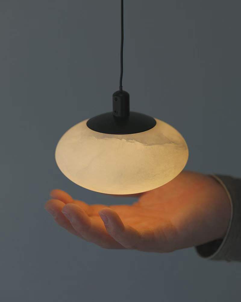 Alabaster Mini Pilz Pendelleuchte - Anpassbare Version mit Upgrader