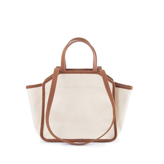 Braun & Weiß Canvas Square Große Kapazität Tragetasche | Handtasche | Crossbody Bag