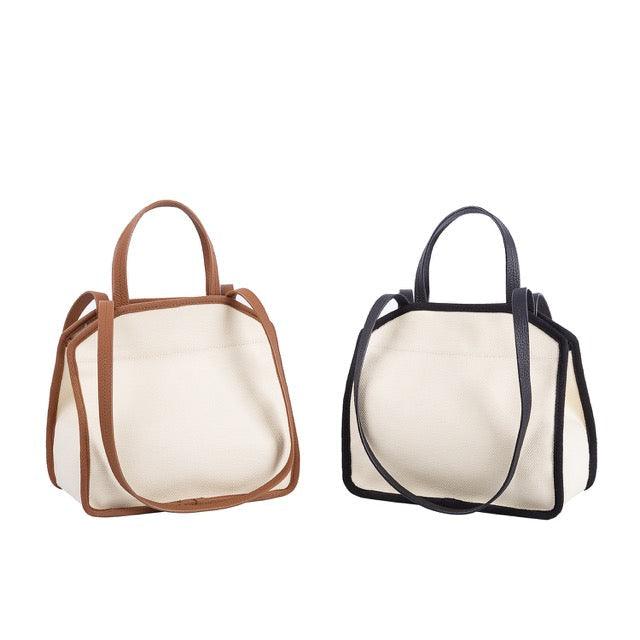 Schwarz & Weiß Canvas Square Große Kapazität Tragetasche | Handtasche | Crossbody Bag