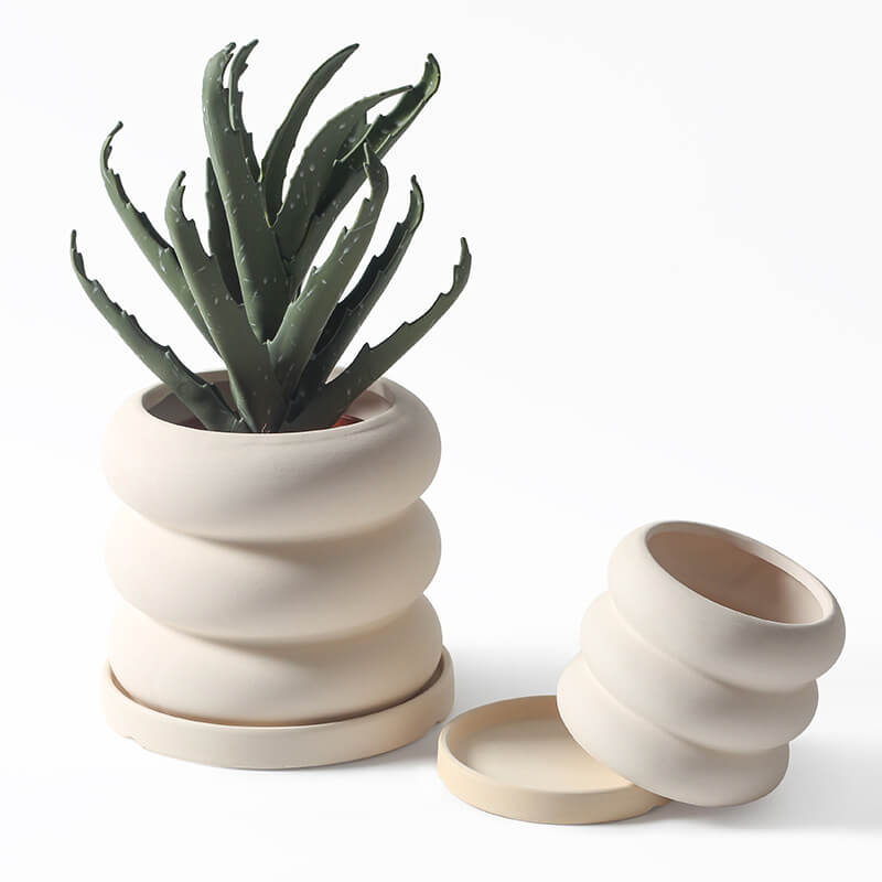 Donut - Pflanzentopf mit Saucer In / Outdoor Beige