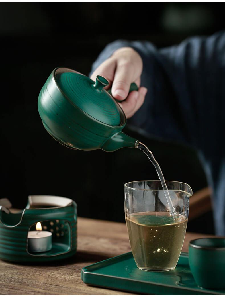 Japanischer Stil Side Grip Keramik Glasur Teekannenkerzen wärmeres Set