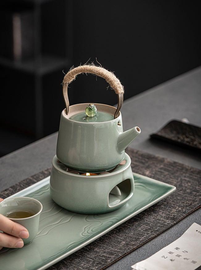 Japanisches Ashtray Pottery Lifting Beam Teapot Candle Tea Warmer Set
