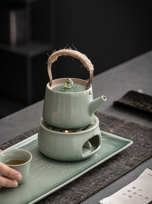 Japanisches Ashtray Pottery Lifting Beam Teapot Candle Tea Warmer Set